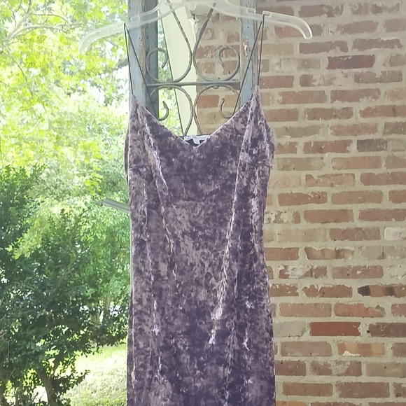 Light Purple Velvet Spaghetti Strap Midi Dress S-M - Picture 5 of 8